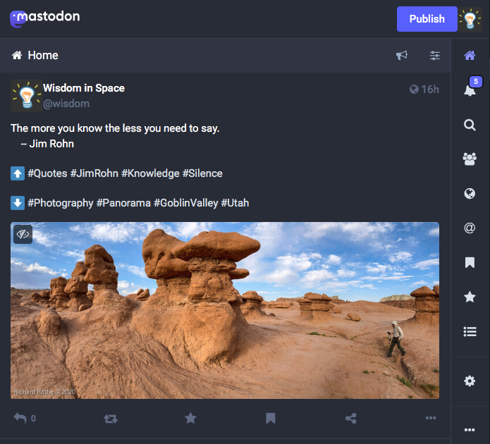 Wisdom in Space Main Screen