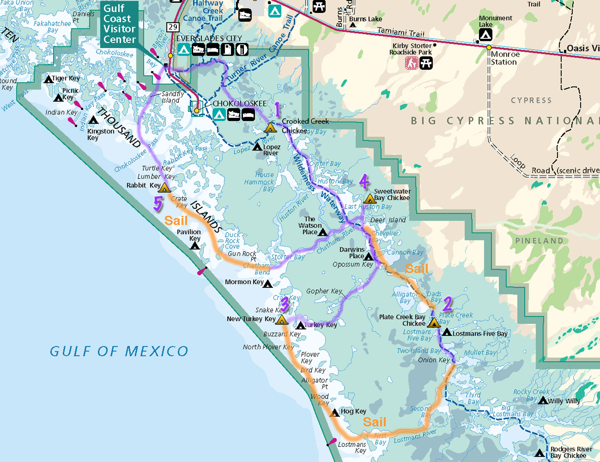 Everglades Route 2013 North Kayak Sailing