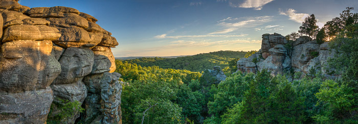 Panorama of Trees Between Two Cliffs