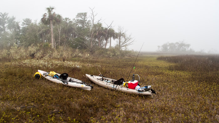 Kayaks on Foggy Morning