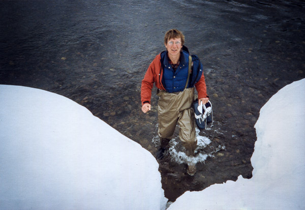 Chris Fording the River
